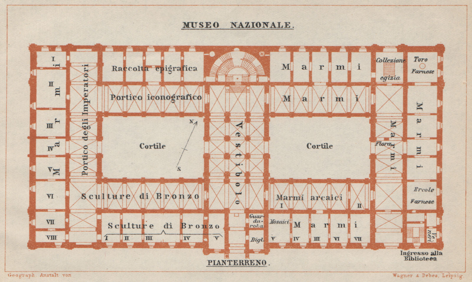 MUSEO NAZIONALE ROMANO PIANTERRENO ground floor plan Rome mappa. SMALL 1912